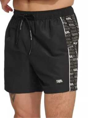 Karl Lagerfeld Swim Trunks 5” Pockets Elastic Drawstring Waist Brief Liner